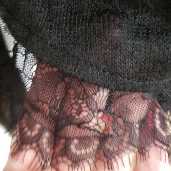 Disney Once Upon a Time Back Bow Black Burnout Lace Hem Long Sleeve Tunic Top M - Picture 7 of 10